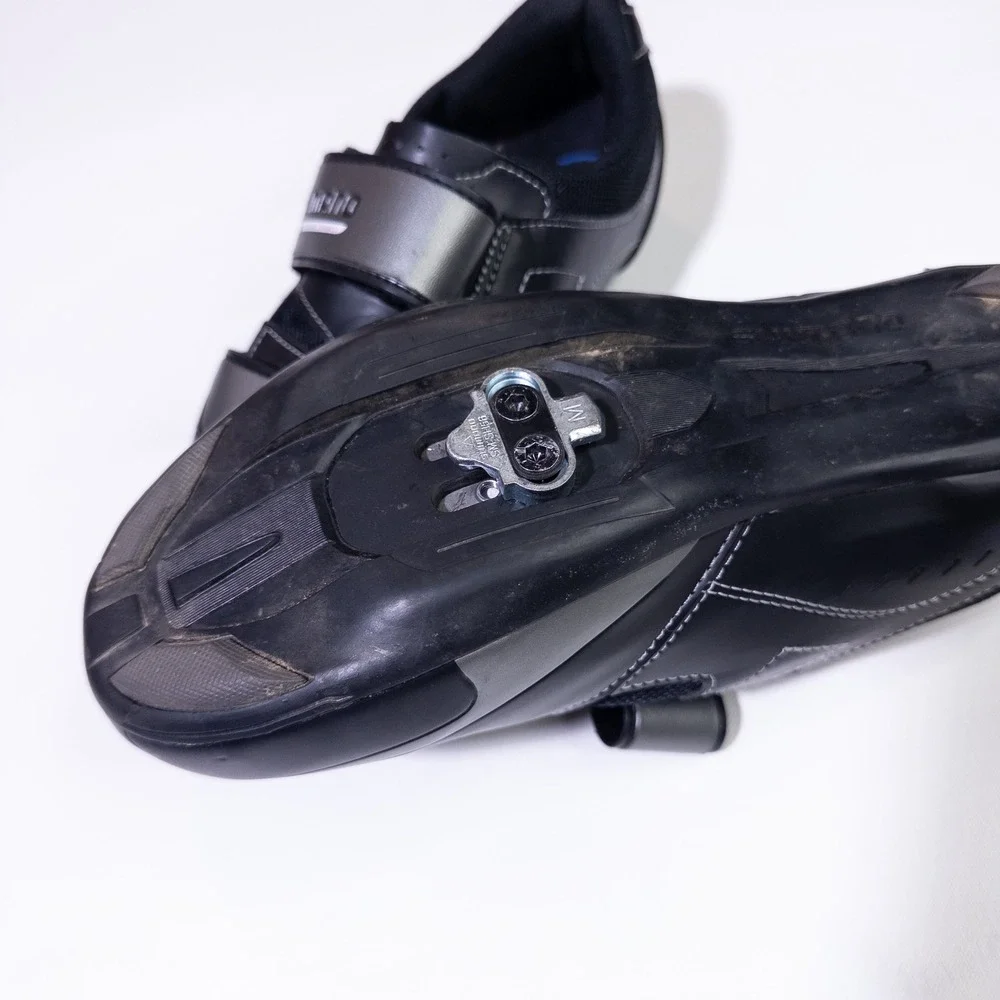 Shimano SH-R064 Cycling Shoes Mens Size 43 Black Silver Good SPD SPD-SL Cleats